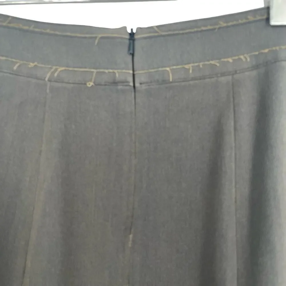 CAbi Brown A-Line Fluted Midi Skirt With Floral Applique Size 4